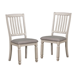 bowery hill transitional wood dining side chair in antique white (set of 2)