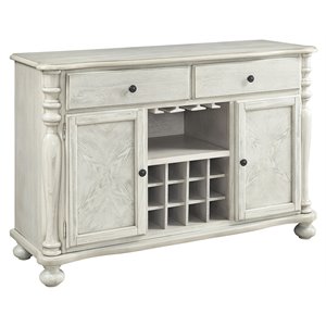 bowery hill transitional wood wine rack buffet in antique white