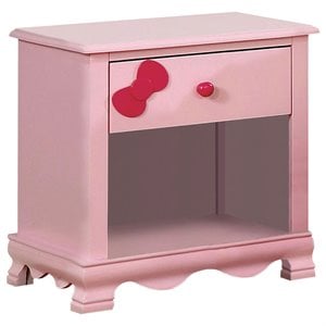 bowery hill transitional wood 1-drawer nightstand in pink