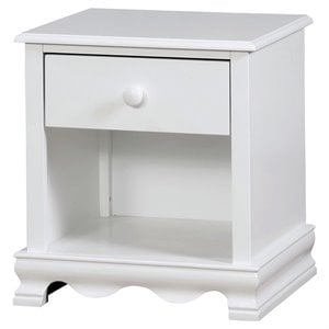 bowery hill transitional wood 1-drawer nightstand in white