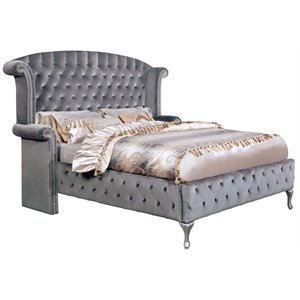 bowery hill fabric platform california king bed in gray