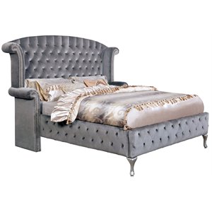 bowery hill fabric platform king bed in gray