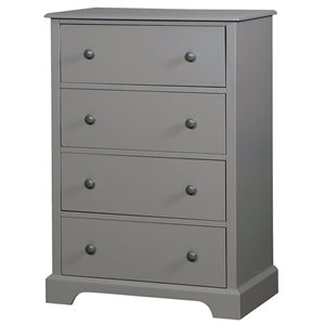 bowery hill transitional solid wood 4-drawer chest in gray