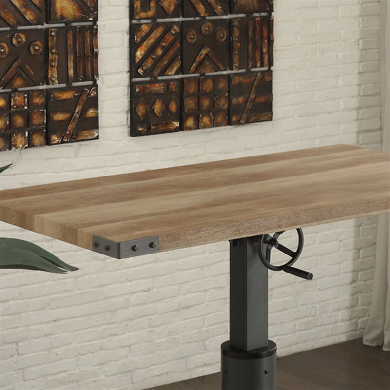 Bowery Hill Modern Metal Adjustable Standing Desk with USB in Sand Black