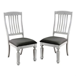 Bowery Hill 18.5&quot Transitional Wood Padded Dining Chair in White (Set of 2)