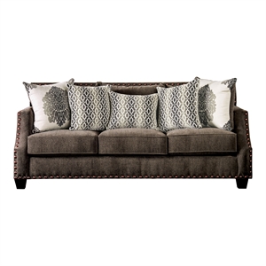 bowery hill modern chenille sofa in dark brown