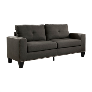 bowery hill modern fabric tufted sofa in gray