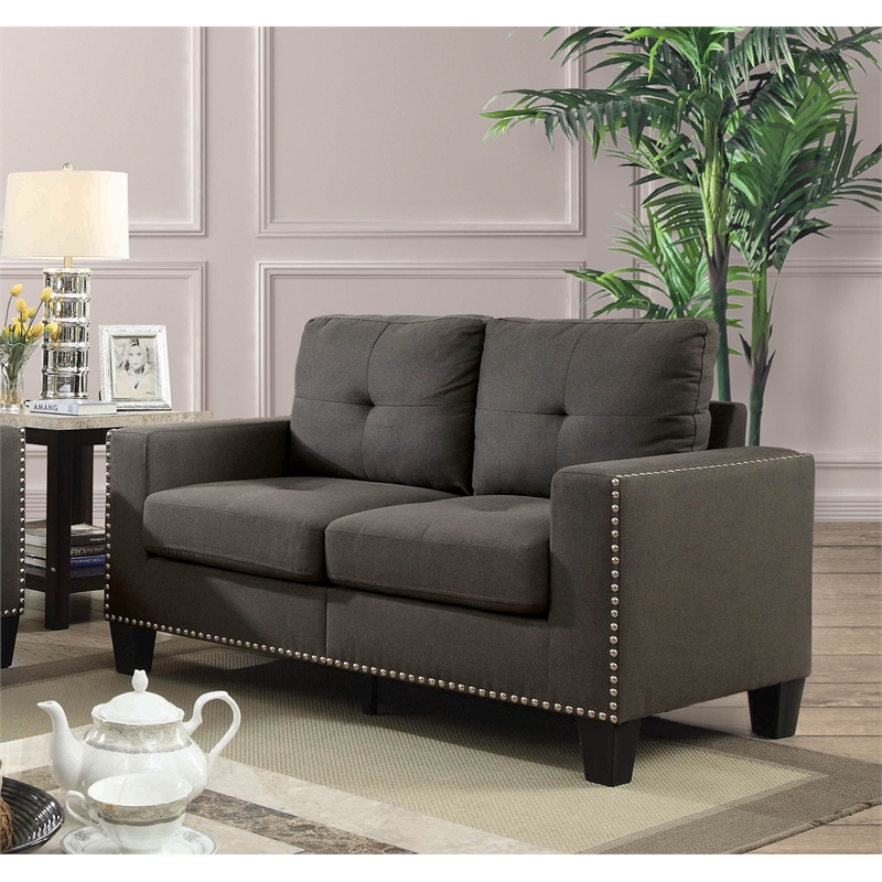 Bowery Hill Modern Linen Fabric 2-Piece Sofa Set - Loveseat and Sofa in Gray