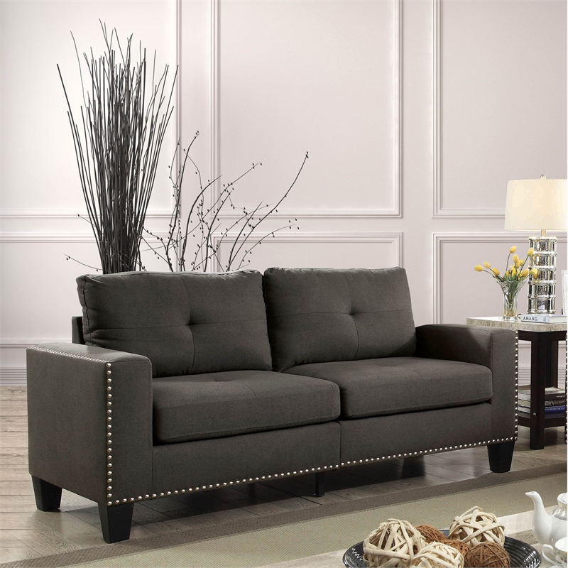 Bowery Hill Modern Linen Fabric 2-Piece Sofa Set - Loveseat and Sofa in Gray