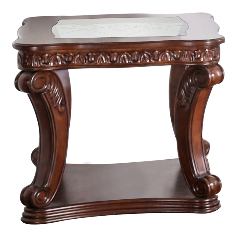 Bowery Hill Traditional Wood Open Shelf End Table in Dark Oak