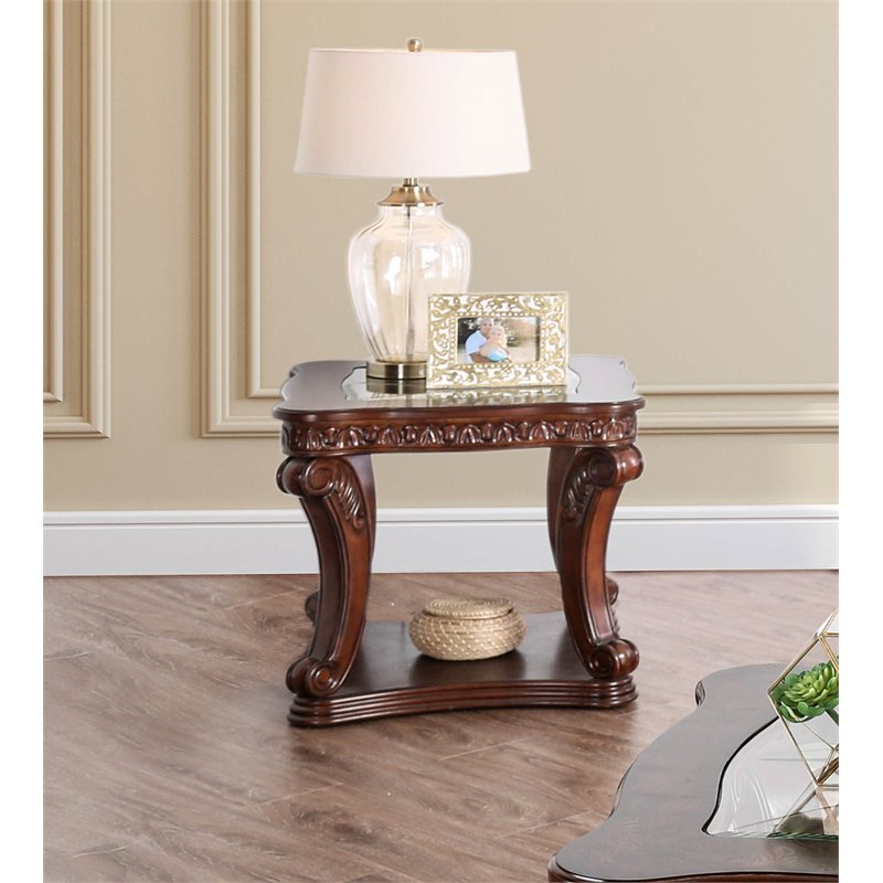 Bowery Hill Traditional Wood Open Shelf End Table in Dark Oak