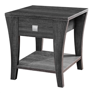 bowery hill transitional wood storage end table in gray