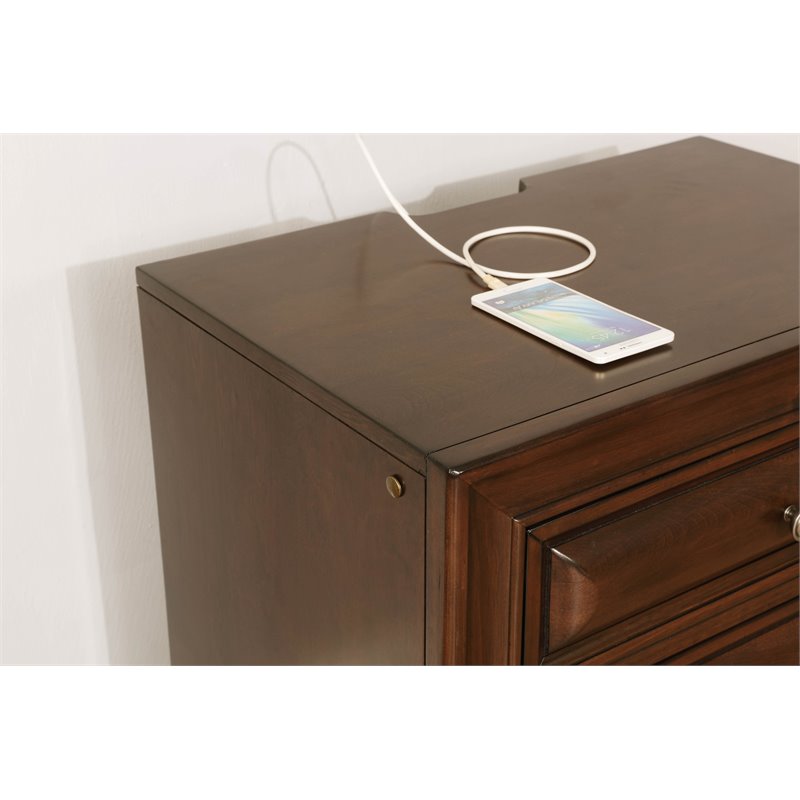 Bowery Hill 3-Drawer Transitional Solid Wood Nightstand in Brown