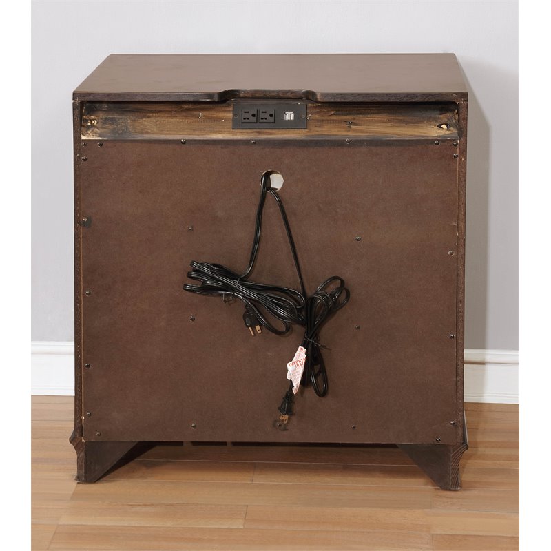 Bowery Hill 3-Drawer Transitional Solid Wood Nightstand in Brown