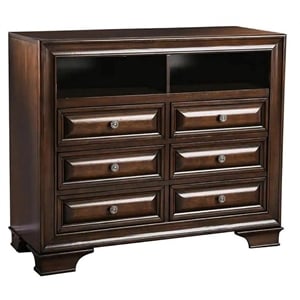 Bowery Hill 6-Drawer Transitional Wood TV Stand for TVs up to 41.5&quot in Cherry