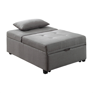 bowery hill contemporary fabric futon ottoman in gray