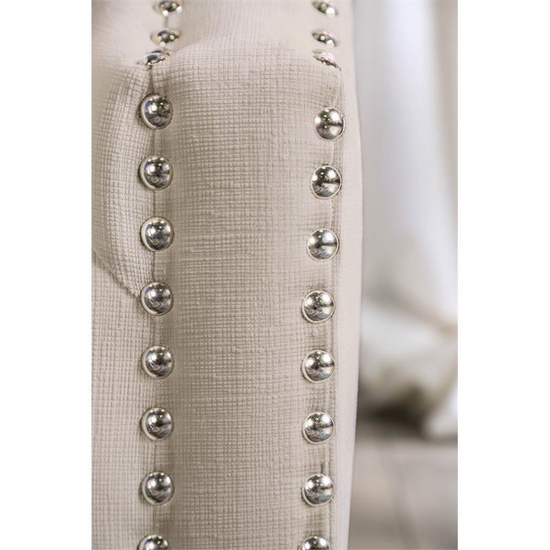 Bowery Hill Transitional Microfiber Nail head Loveseat in Beige