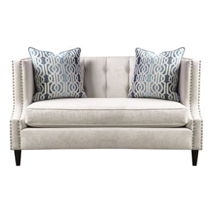 Bowery Hill Transitional Microfiber Nail head Loveseat in Beige