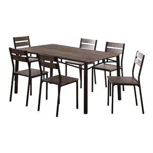 bowery hill transitional 7-piece wood dining set in antique brown