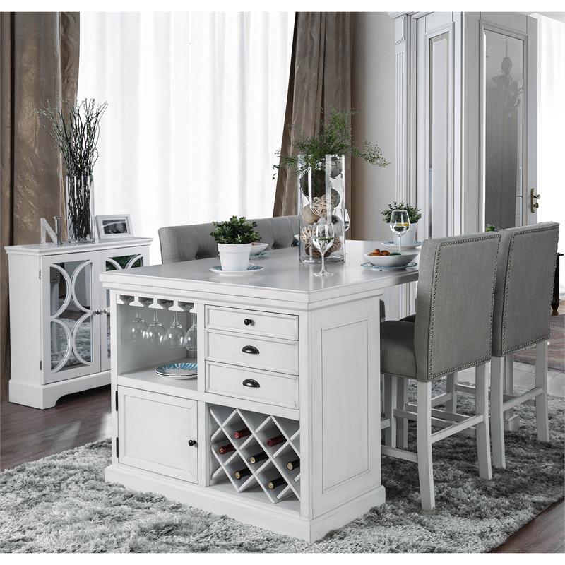 Bowery Hill Transitional Antique White Fabric 25-Inch Counter Stool (Set of 2)