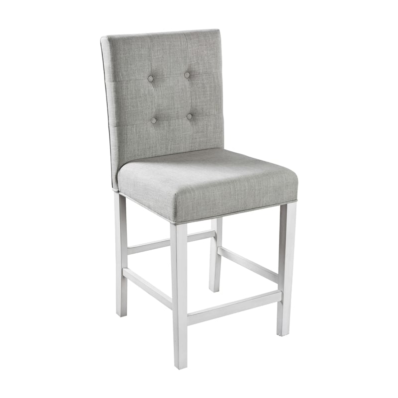 Bowery Hill Transitional Antique White Fabric 25-Inch Counter Stool (Set of 2)