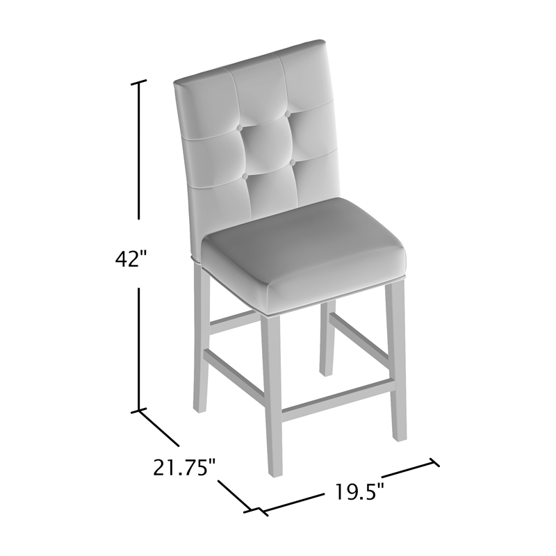 Bowery Hill Transitional Antique White Fabric 25-Inch Counter Stool (Set of 2)