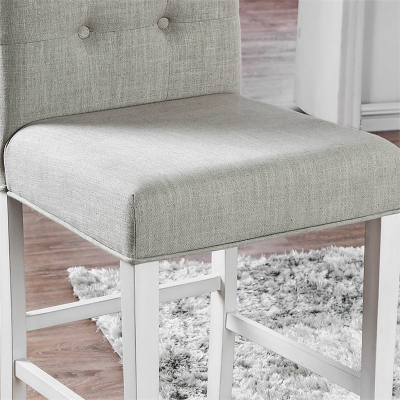 Bowery Hill Transitional Antique White Fabric 25-Inch Counter Stool (Set of 2)