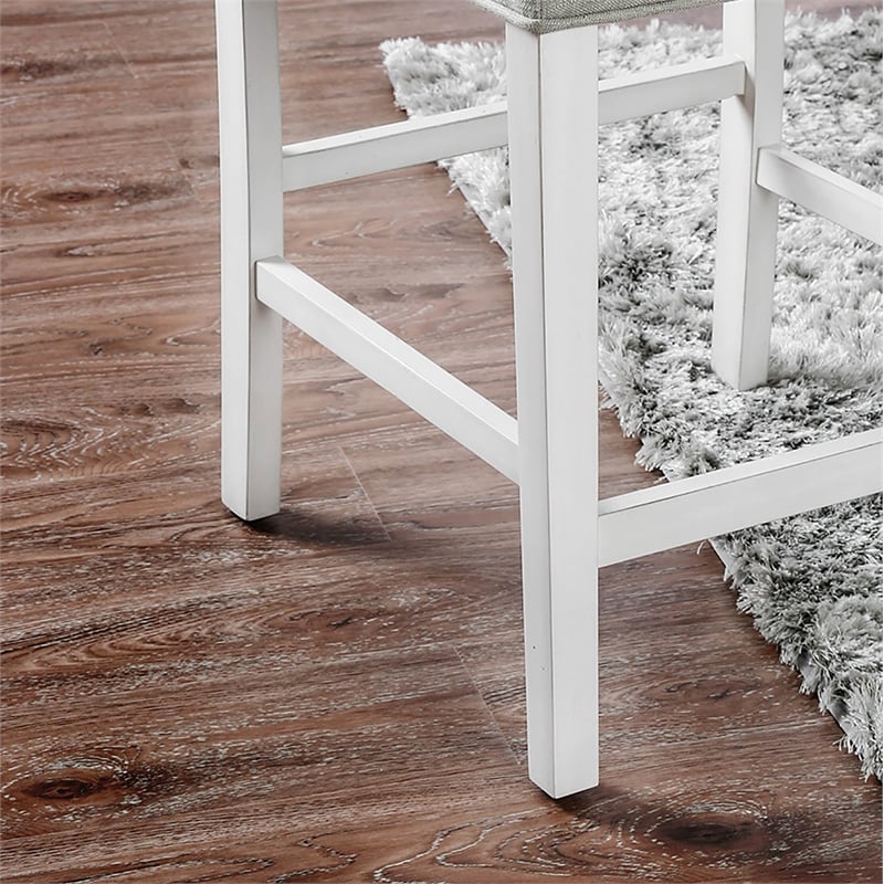 Bowery Hill Transitional Antique White Fabric 25-Inch Counter Stool (Set of 2)