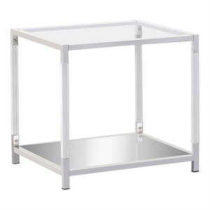 bowery hill contemporary glass 1-shelf end table in chrome