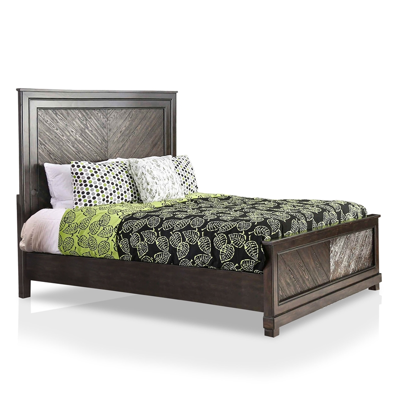 Bowery Hill Wood Storage Queen Bed with USB Charging Ports in Espresso