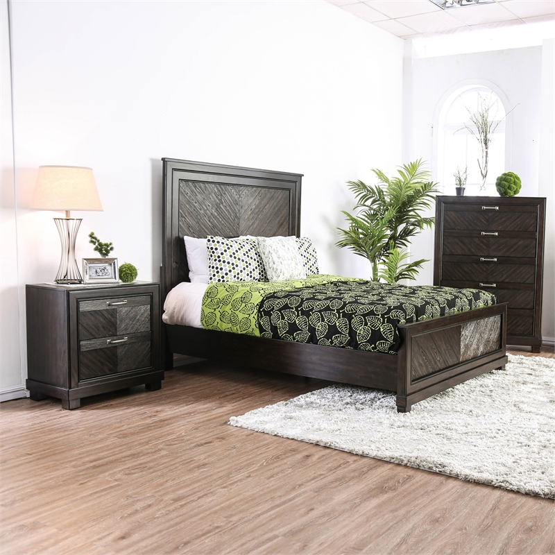 Bowery Hill Wood Storage Queen Bed with USB Charging Ports in Espresso