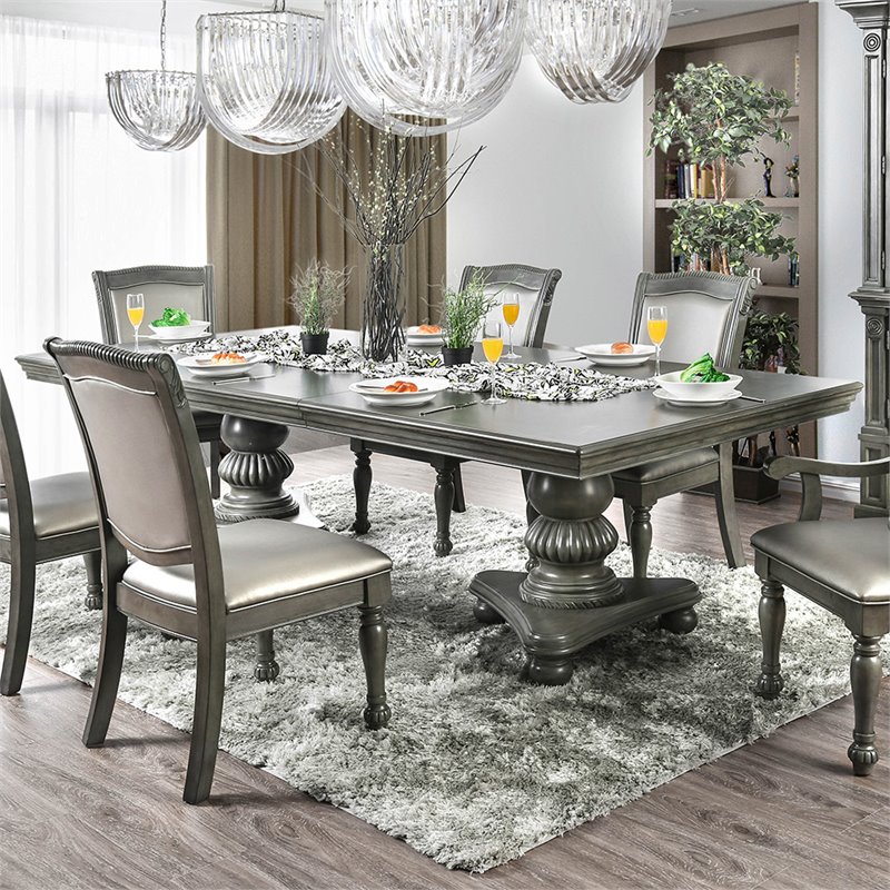 Bowery Hill Wood Extendable Dining Table in Gray