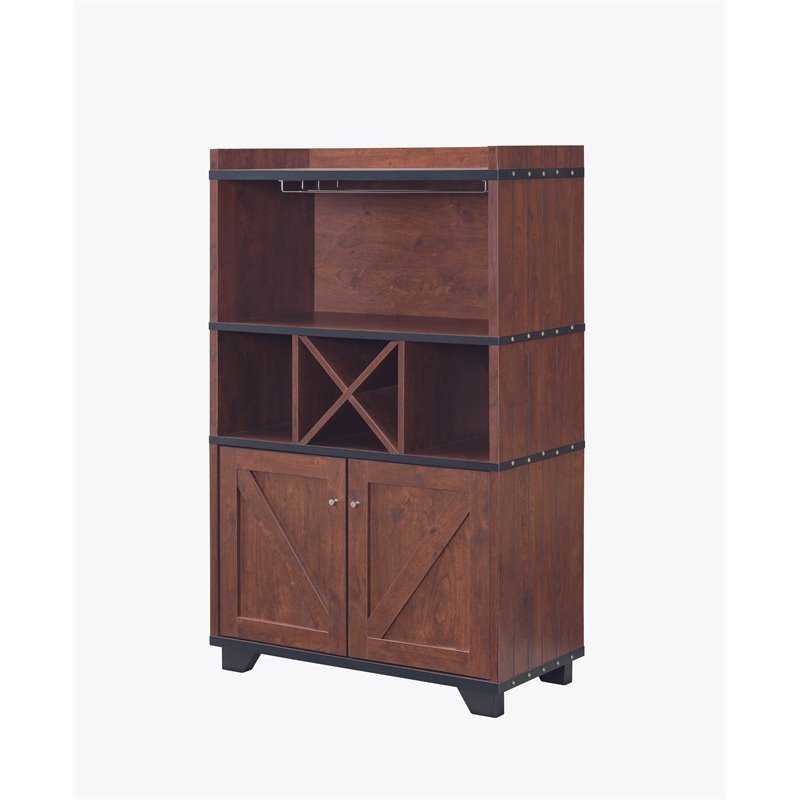 Bowery Hill Farmhouse Wood 4-Bottle Wine Rack in Vintage Walnut