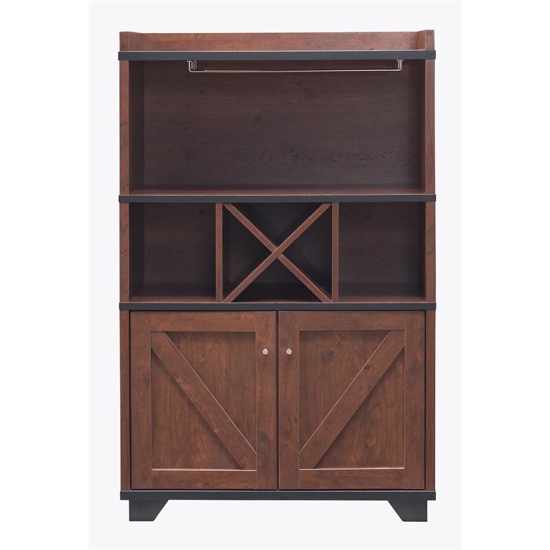 Bowery Hill Farmhouse Wood 4-Bottle Wine Rack in Vintage Walnut