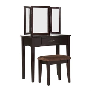 bowery hill transitional wood 3-piece vanity set in espresso