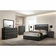 Bowery Hill Contemporary Wood Queen Panel Bed with LED Lights in Gray