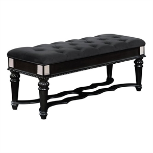 Bowery Hill 20&quot Traditional Wood Tufted Bedroom Bench in Black