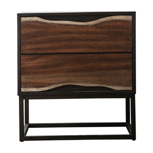 bowery hill transitional wood 2-drawer nightstand in dark oak and walnut