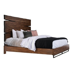 bowery hill transitional wood queen panel bed in dark walnut and oak