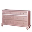Bowery Hill 7-Drawer Contemporary Solid Wood Dresser in Rose Gold