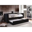 Bowery Hill Upholstered Black Daybed Rectangular Nailhead Trim 87.63