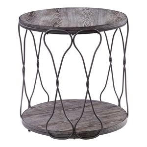 bowery hill modern wood 1-shelf end table in weathered gray