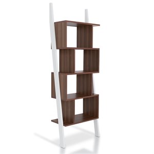 bowery hill modern wood 4-shelf bookcase in light walnut