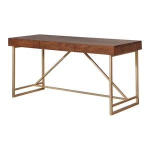 Bowery Hill Contemporary Wood 3-Drawer Writing Desk in Light Walnut