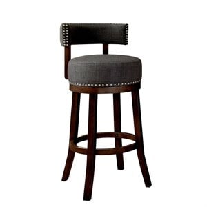 Bowery Hill Contemporary Fabric 29-inch Swivel Bar Stool in Gray (Set of 2)