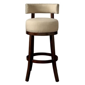 Bowery Hill Contemporary Fabric 24-inch Swivel Bar Stool in Beige (Set of 2)