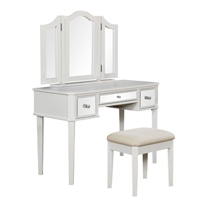 bowery hill contemporary wood 3-piece vanity set in white