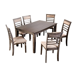 Bowery Hill Transitional Wood 7-piece Dining Set in Weathered Gray