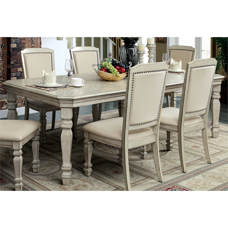 Bowery Hill Wood Dining Table with Leaf in Antique White