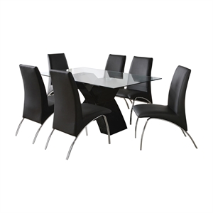 bowery hill contemporary 7-piece wood dining set in black